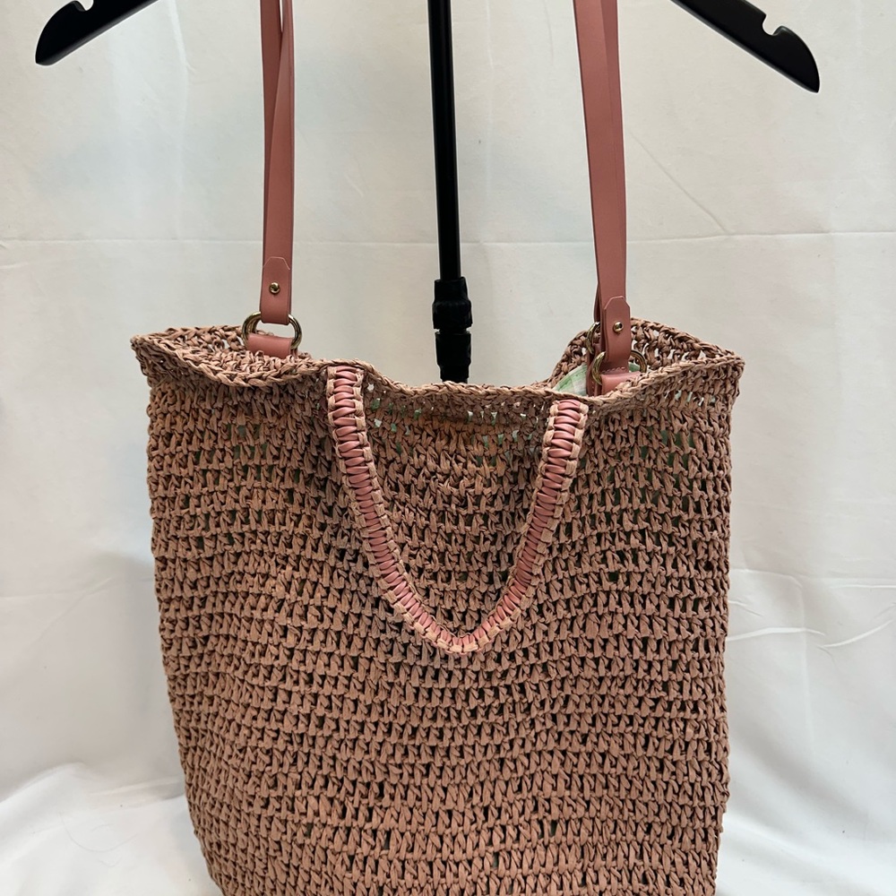 Zara Pink Woven Tote Bag